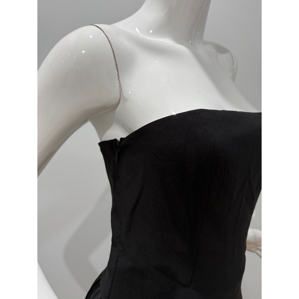 Commense Solid Pleated Strapless Split Dress Blac… - image 7